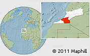 Savanna Style Location Map of Guelmin, highlighted parent region, hill shading