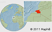Savanna Style Location Map of Guelmin, hill shading
