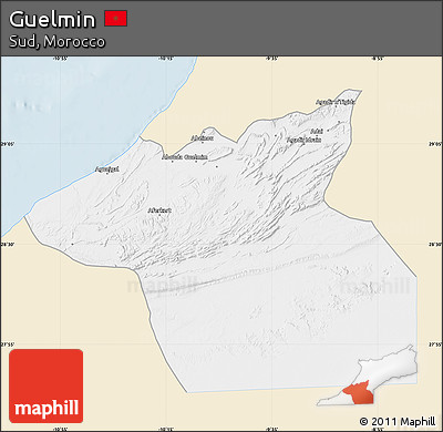 Classic Style Map of Guelmin, single color outside