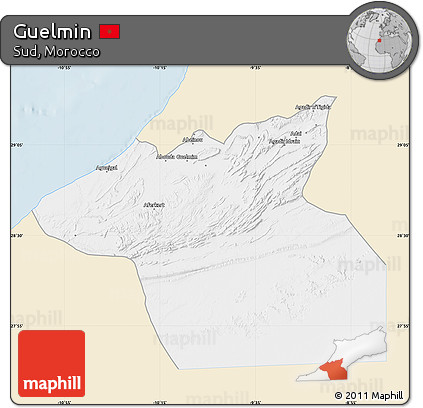 Classic Style Map of Guelmin, single color outside