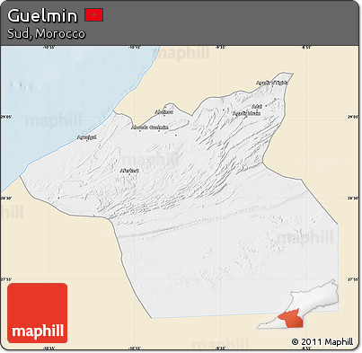 Classic Style Map of Guelmin, single color outside