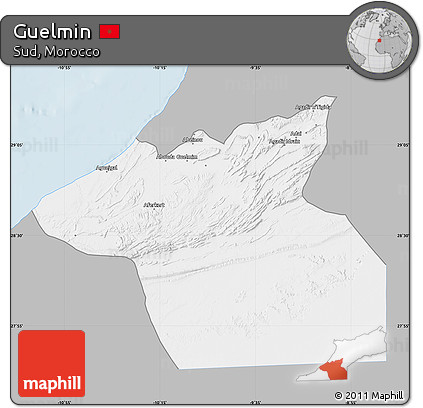 Gray Map of Guelmin, single color outside