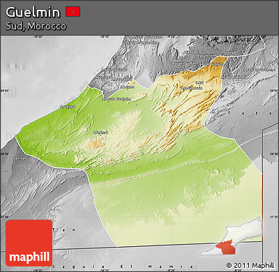 Physical Map of Guelmin, desaturated