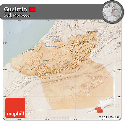 Satellite Map of Guelmin, lighten