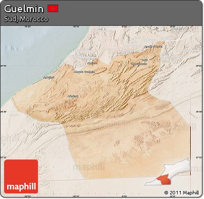 Satellite Map of Guelmin, lighten
