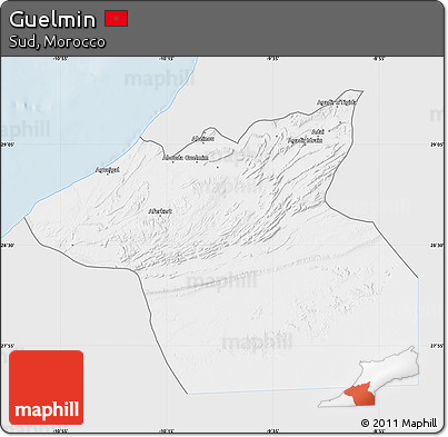 Silver Style Map of Guelmin, single color outside