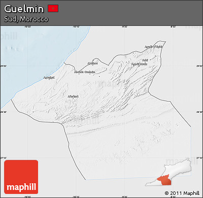 Silver Style Map of Guelmin, single color outside