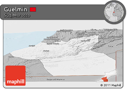 Gray Panoramic Map of Guelmin