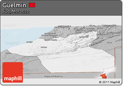 Gray Panoramic Map of Guelmin