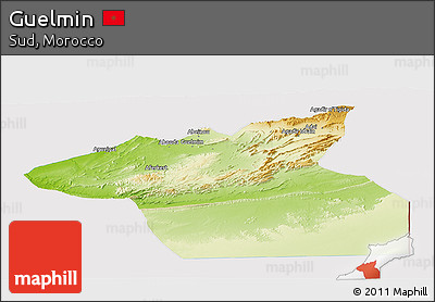 Physical Panoramic Map of Guelmin, cropped outside