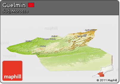 Physical Panoramic Map of Guelmin, cropped outside