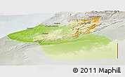 Physical Panoramic Map of Guelmin, lighten, semi-desaturated