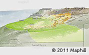 Physical Panoramic Map of Guelmin, semi-desaturated