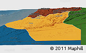 Political Panoramic Map of Guelmin, darken