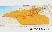 Political Panoramic Map of Guelmin, shaded relief outside
