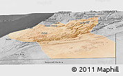 Satellite Panoramic Map of Guelmin, desaturated