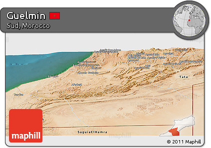 Satellite Panoramic Map of Guelmin