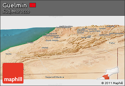 Satellite Panoramic Map of Guelmin