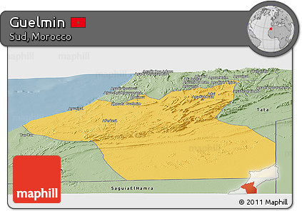 Savanna Style Panoramic Map of Guelmin