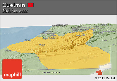 Savanna Style Panoramic Map of Guelmin