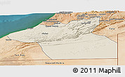 Shaded Relief Panoramic Map of Guelmin, satellite outside