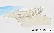 Shaded Relief Panoramic Map of Guelmin, single color outside