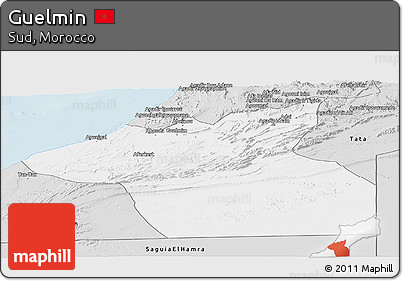 Silver Style Panoramic Map of Guelmin
