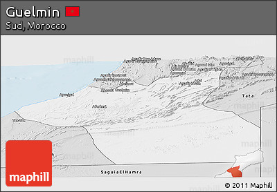 Silver Style Panoramic Map of Guelmin
