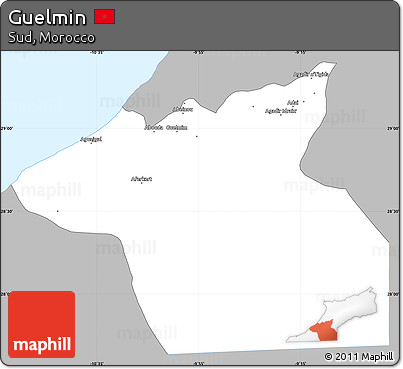 Gray Simple Map of Guelmin, single color outside