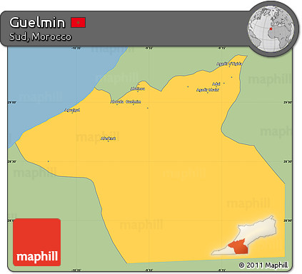 Savanna Style Simple Map of Guelmin, single color outside