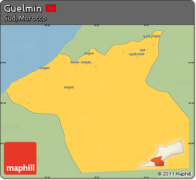 Savanna Style Simple Map of Guelmin, single color outside