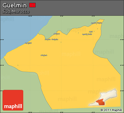 Savanna Style Simple Map of Guelmin, single color outside