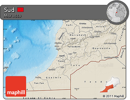 Shaded Relief Map of Sud