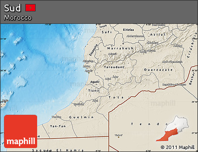 Shaded Relief Map of Sud