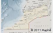 Shaded Relief Map of Sud, semi-desaturated