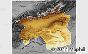 Physical 3D Map of Ouarzazate, darken, desaturated