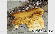 Physical 3D Map of Ouarzazate, darken, semi-desaturated