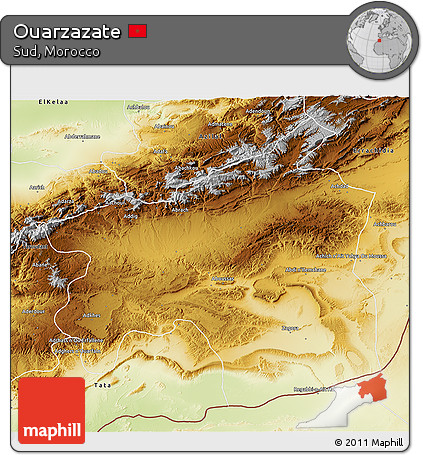 Physical 3D Map of Ouarzazate