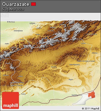 Physical 3D Map of Ouarzazate