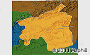 Political 3D Map of Ouarzazate, darken
