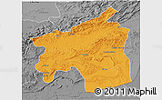 Political 3D Map of Ouarzazate, desaturated