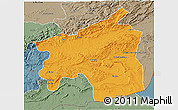 Political 3D Map of Ouarzazate, semi-desaturated