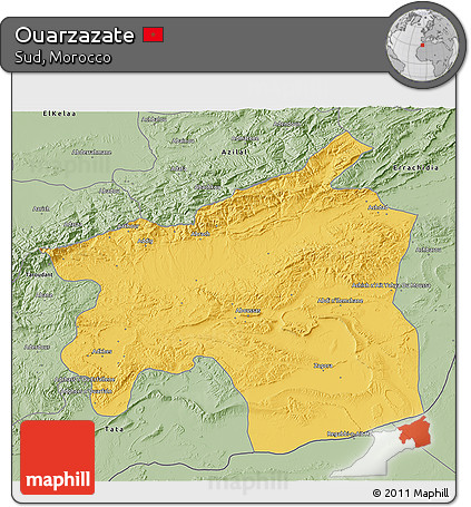 Savanna Style 3D Map of Ouarzazate
