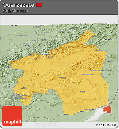 Savanna Style 3D Map of Ouarzazate