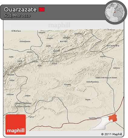 Shaded Relief 3D Map of Ouarzazate