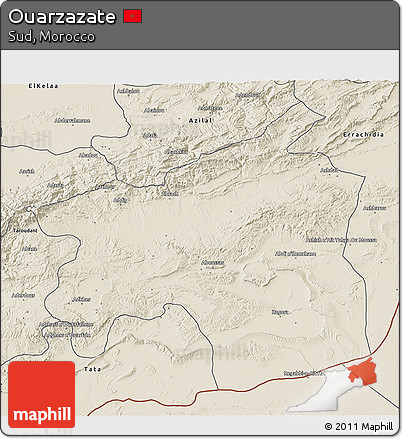 Shaded Relief 3D Map of Ouarzazate