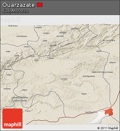 Shaded Relief 3D Map of Ouarzazate