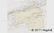 Shaded Relief 3D Map of Ouarzazate, lighten, semi-desaturated
