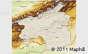 Shaded Relief 3D Map of Ouarzazate, physical outside