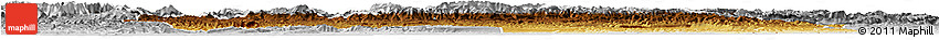 Physical Horizon Map of Ouarzazate, lighten, desaturated